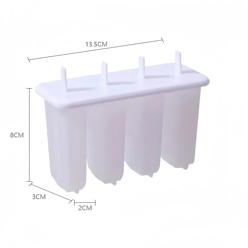4 Sticks Popsicle Mold Set with Lid Reusable Homemade Ice Cream Frozen Popsicle Tray Household Frozen Popsicle Tray Qme