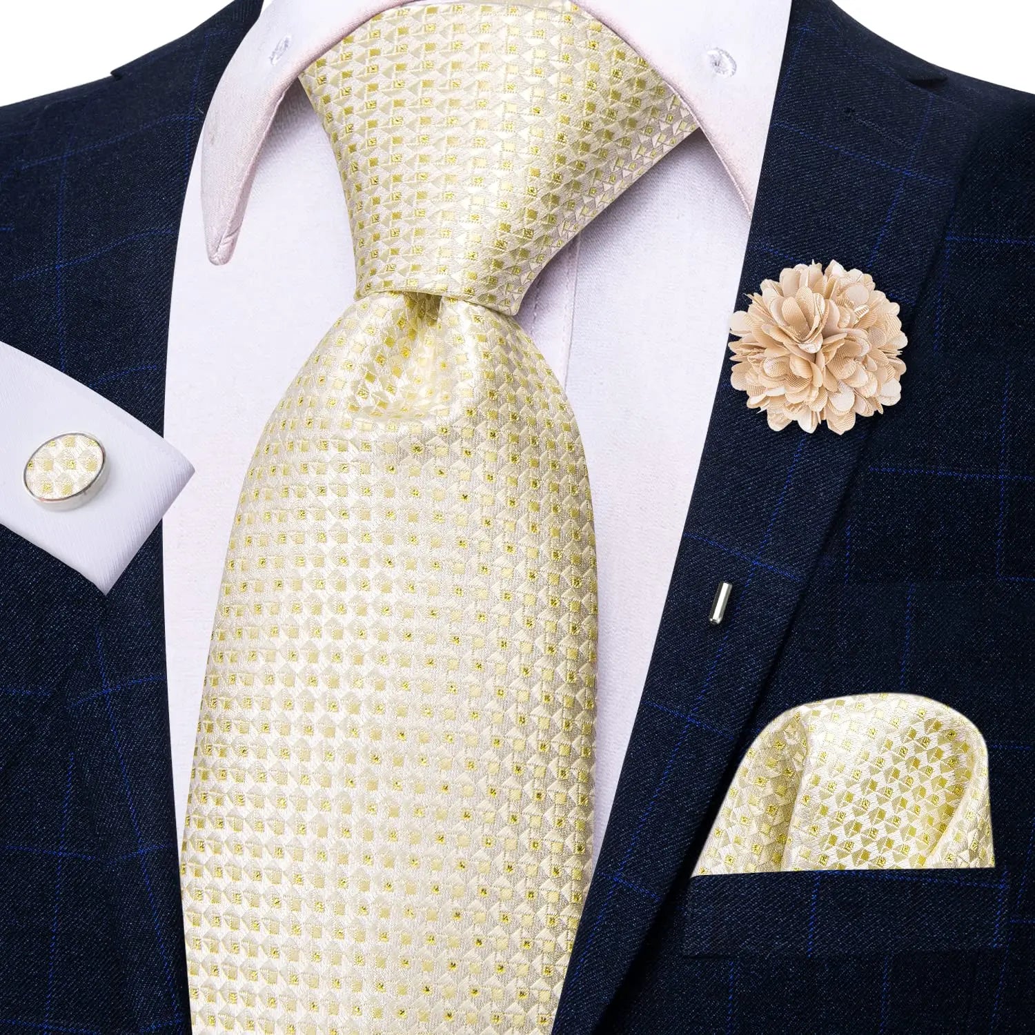 25 Colors Neck Ties Men Luxury Wide Silk Wedding Tie Pocket Square Qme N-3783-XH0053