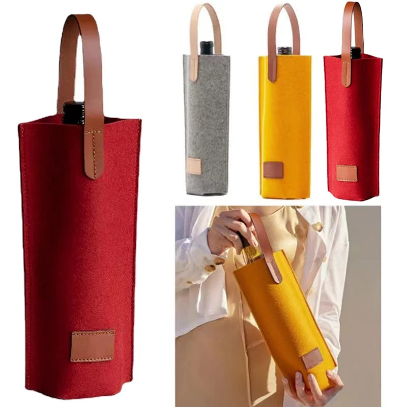 Wine Bag Felt Single Bottle Insulated Tote Carrier Padded Cooler Qme