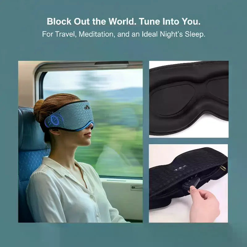 Bluetooth 3D Sleep Eye Mask Headphones Wireless Breathable Soft Qme
