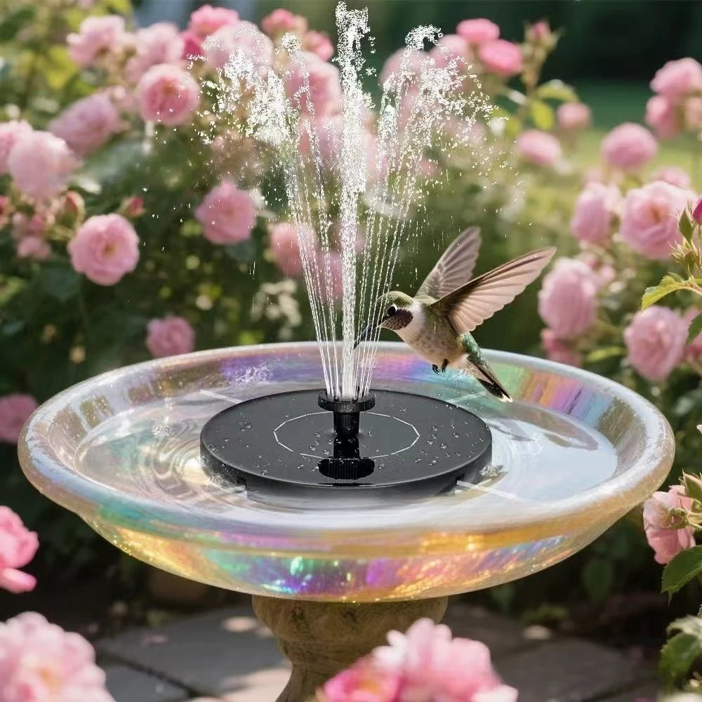 Outdoor Solar-WaterPump 6 Nozzles BirdBath Fountain Durable Water Tool for Yard Garden Pond and Pool Landscape Decor Qme