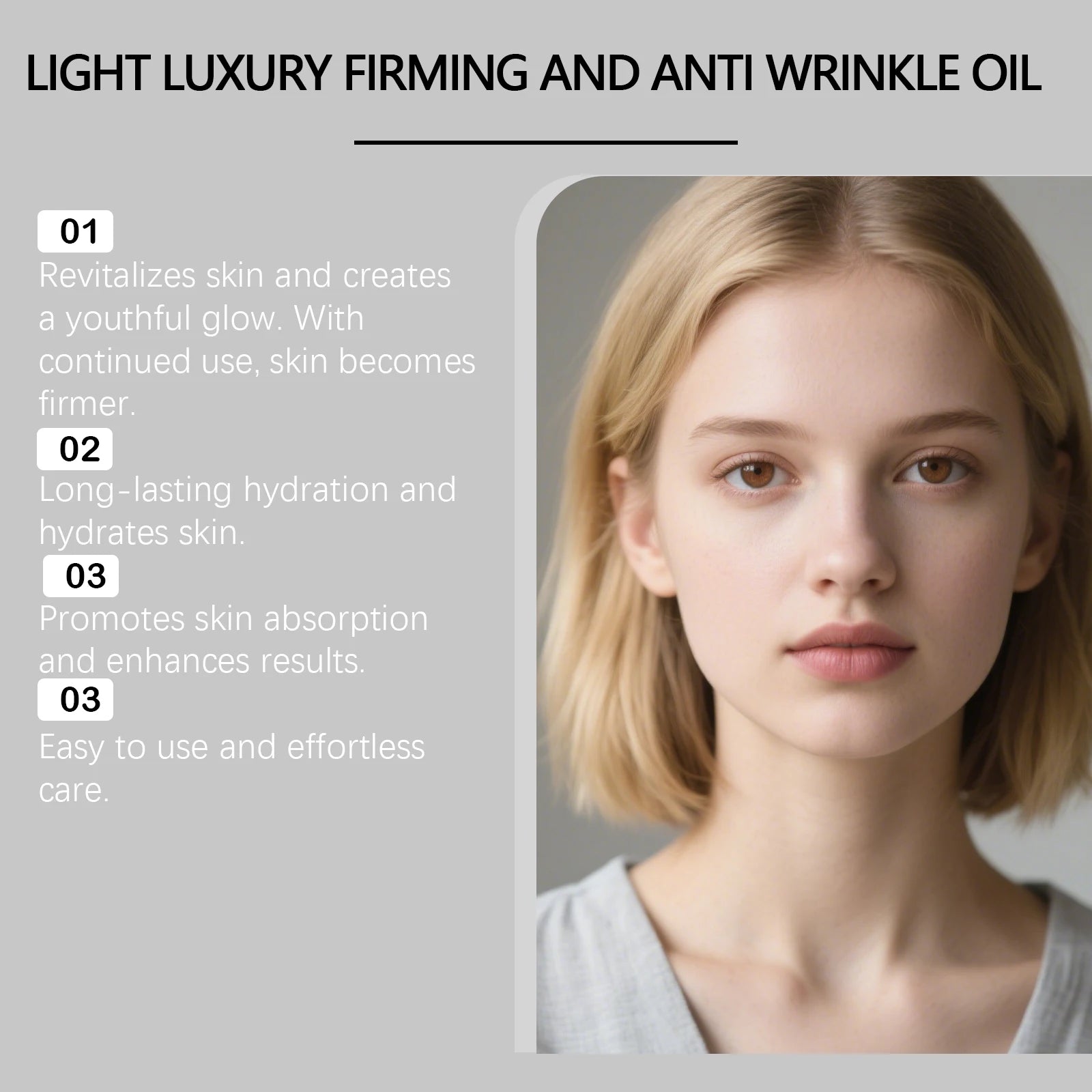 Firming Facial Care Oil Lifting Anti Wrinkle Lightens Lines Tightens Skin Nourishing Smoothing Soften Brightening Face Serum Qme