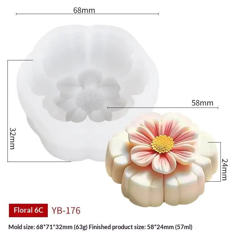 3D Flower Shape Silicone Molds Ice Pastry Baking Tool Jelly Candy Qme C