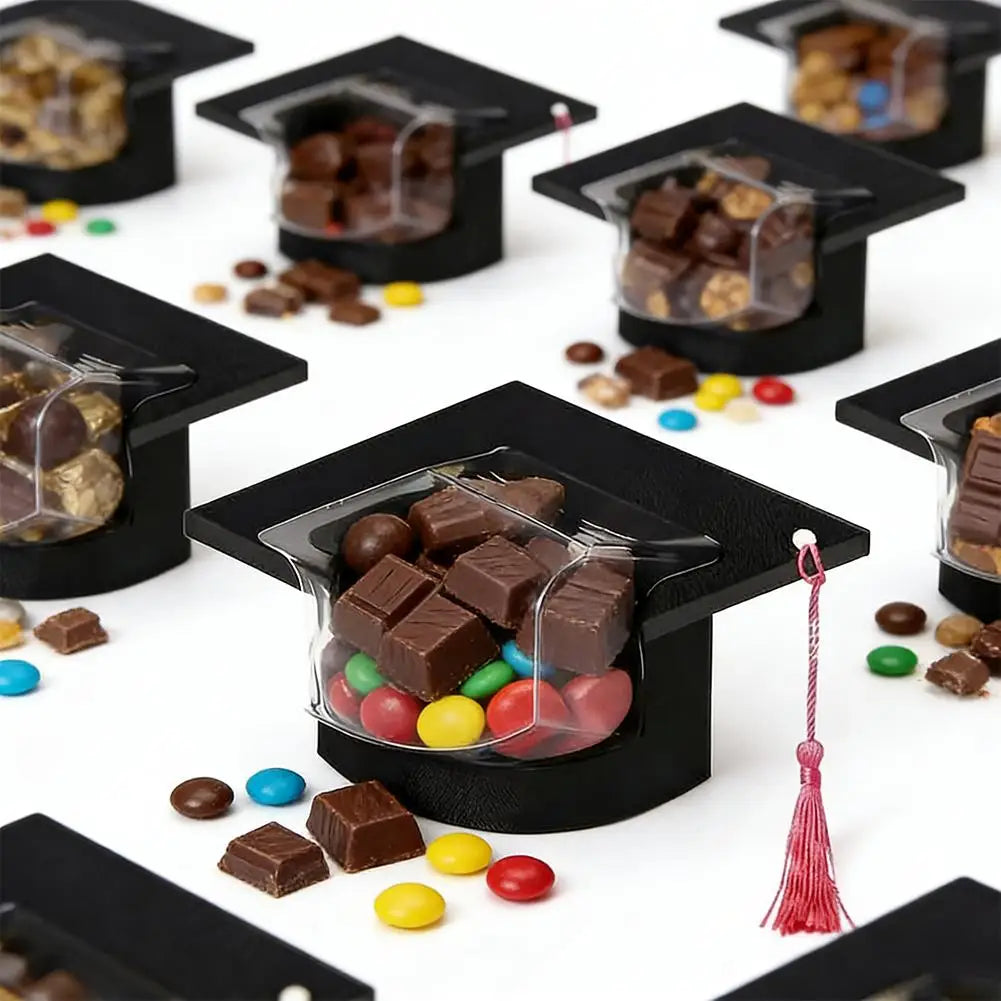 Graduation Cap Favor Boxes Candy DIY Graduate Decoration Box Ceremony Qme