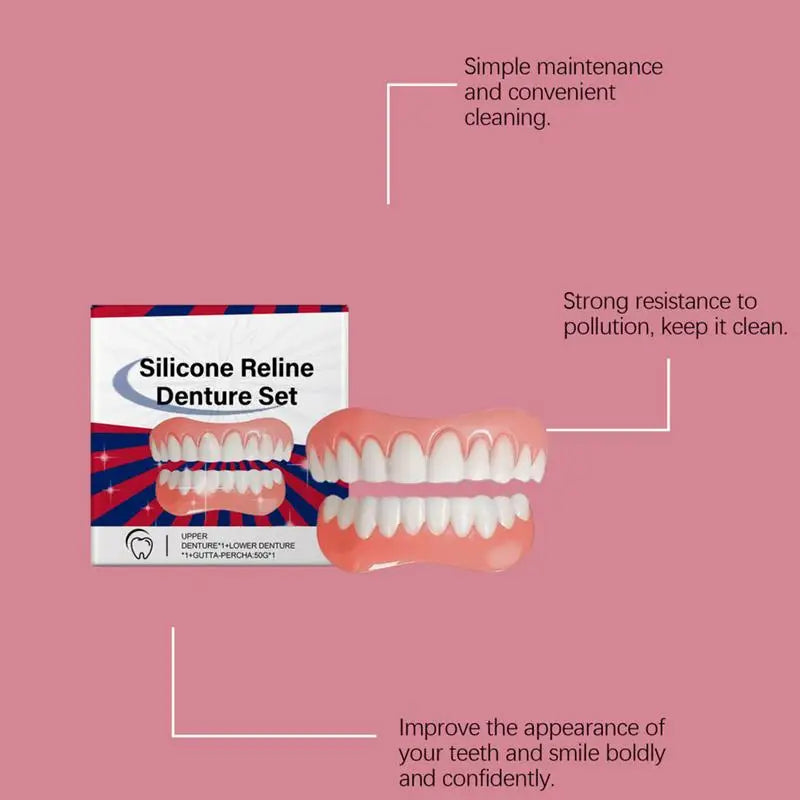 Silicone Denture Upper Lower Veneers Perfects Laugh Soft Liners Qme