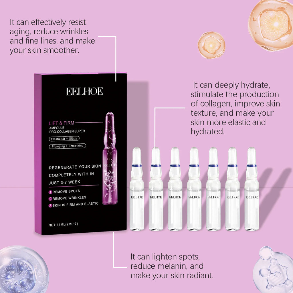 EELHOE Collagen Lifting Facial Serum Anti-Wrinkle Fade Fine Lines Improve Skin Moisturizing Hydrating Ceramide Ampoule Essence Qme
