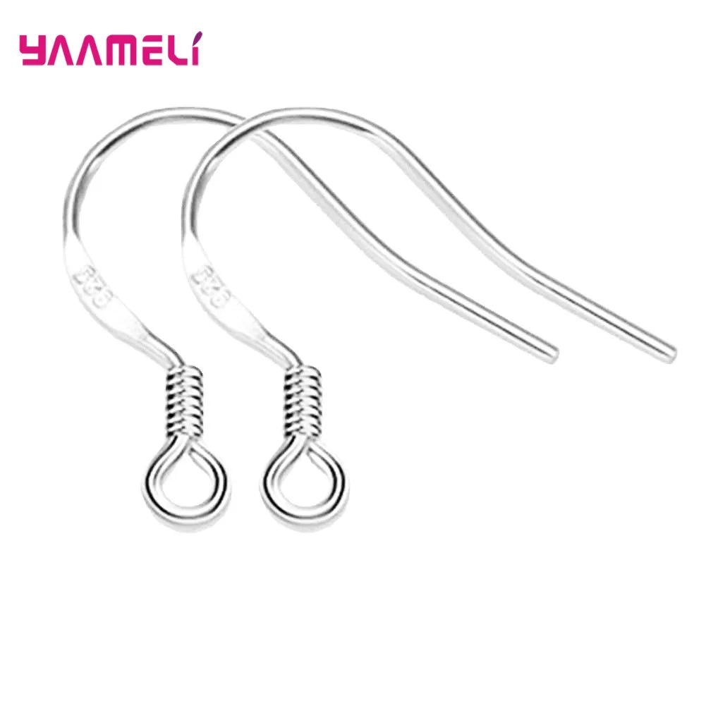 200PCS France Hook Earring 925 Sterling Silver DIY Jewelry Making Components Earwires Findings with Rubber Ear Plug Back Stopper Qme
