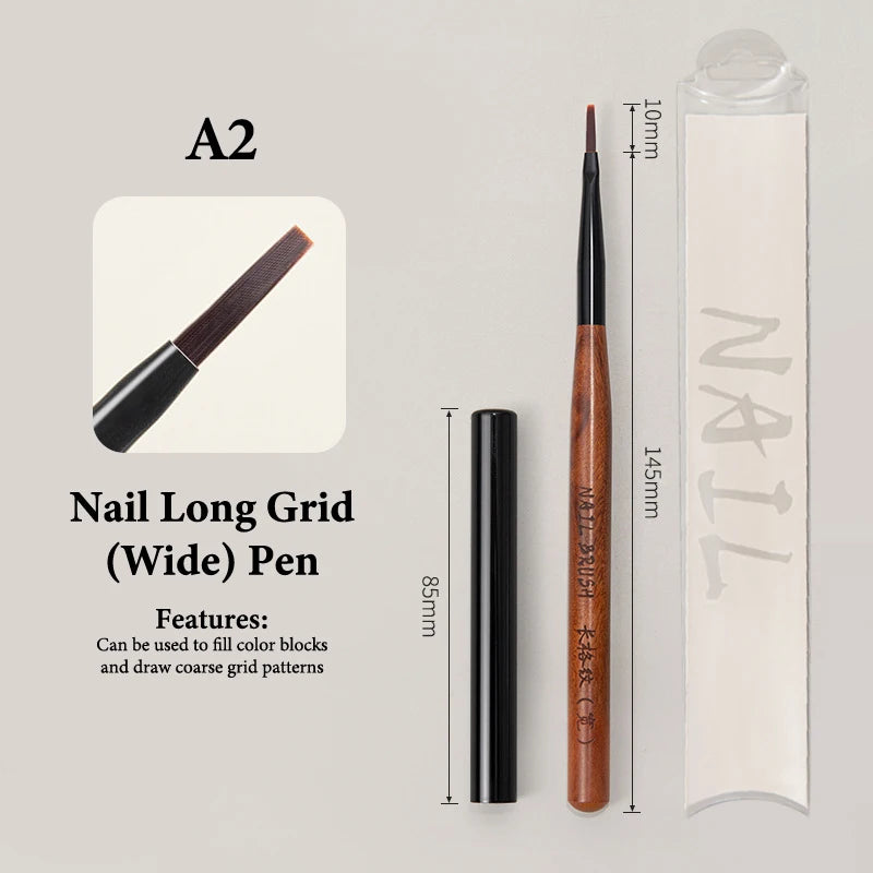 Nail Art Brush Checker Sandalwood Drawing Painting Long Line Tool Qme A2