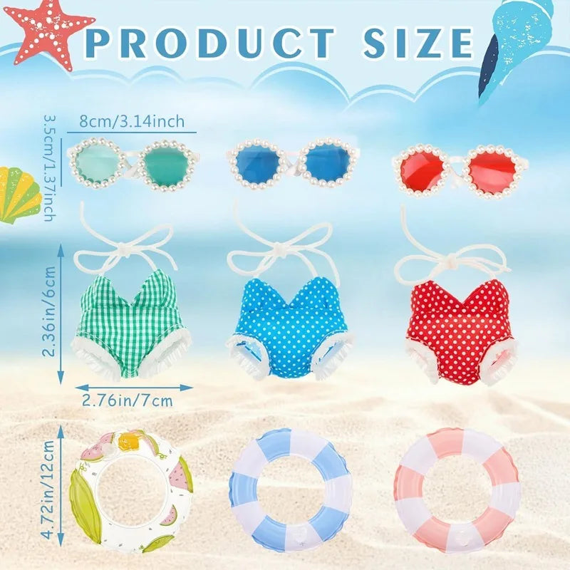 3-piece set of doll clothing suitable for 17cm doll clothing accessories, summer swimming beach party gift decoration gifts Qme