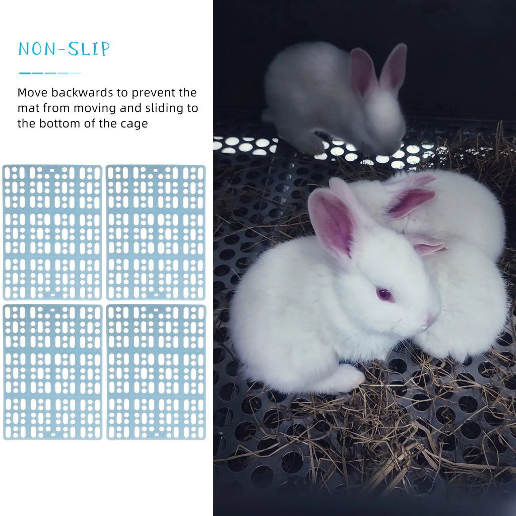 4Pcs Pads Premium Plastic Bunny Cage Mats Hollow Design for Urine Drainage Cuttable Spliceable Wear-Resistant Pet Qme