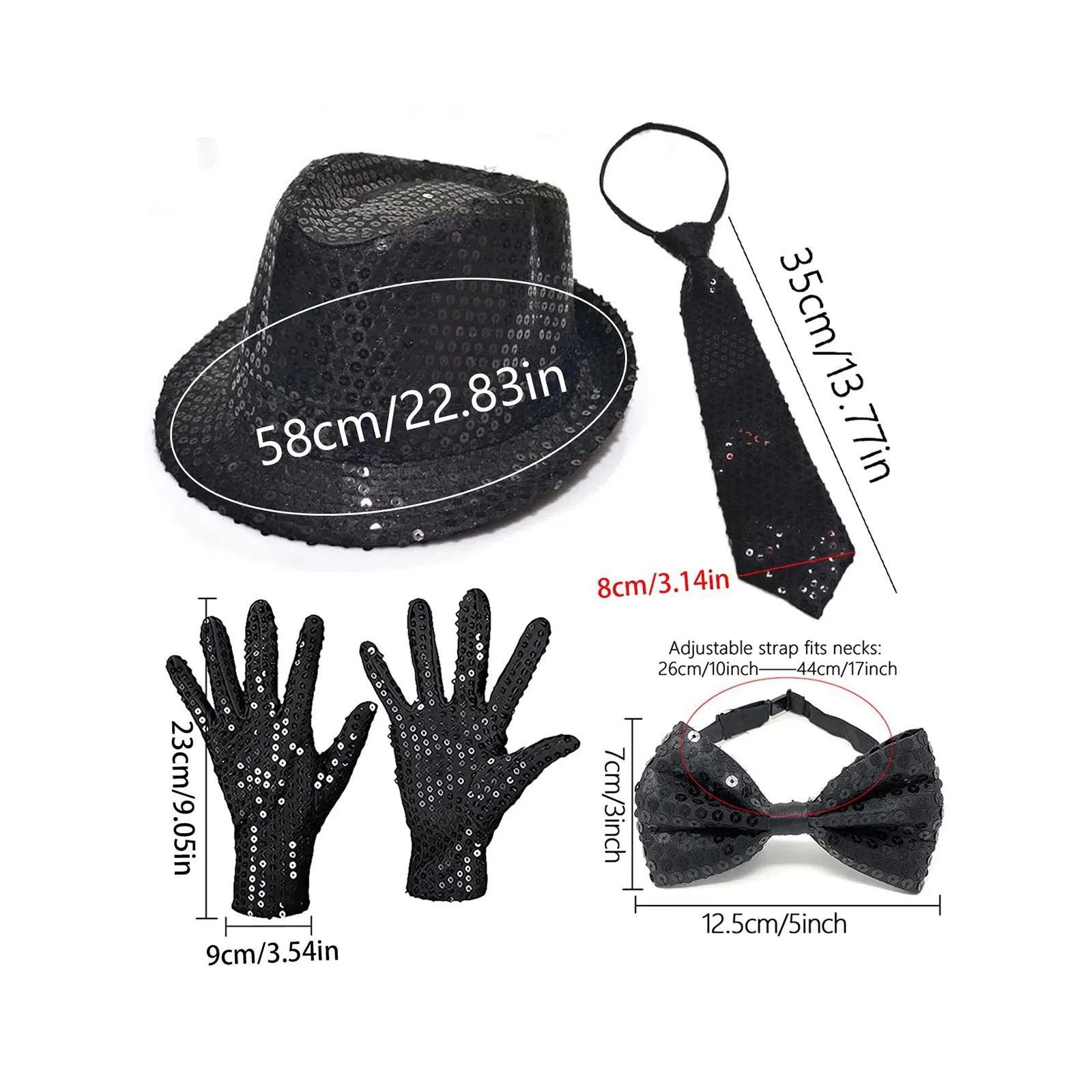 Adult Fashionable Sequins Neckties Light Up Neck Ties and Hat Flashing Jazz Fedora Hat Set Party Rave Navidad Performance Set Qme