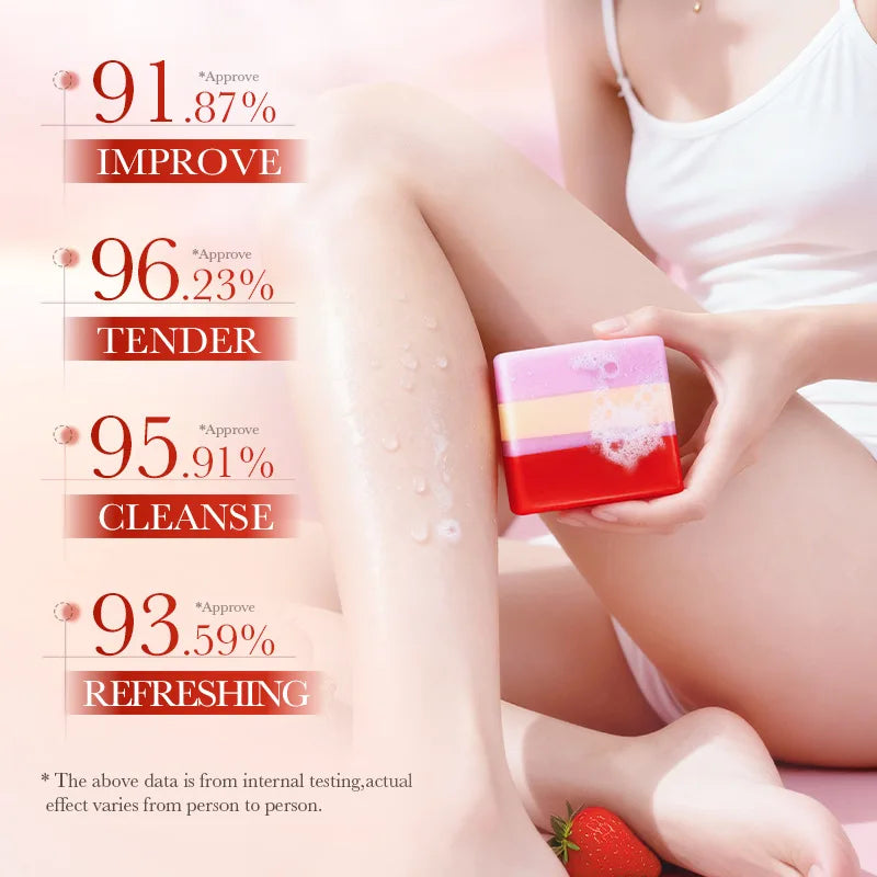 Strawberry Intimate Soft Tender Cleaning Soap Moisturizing Fragrance Qme