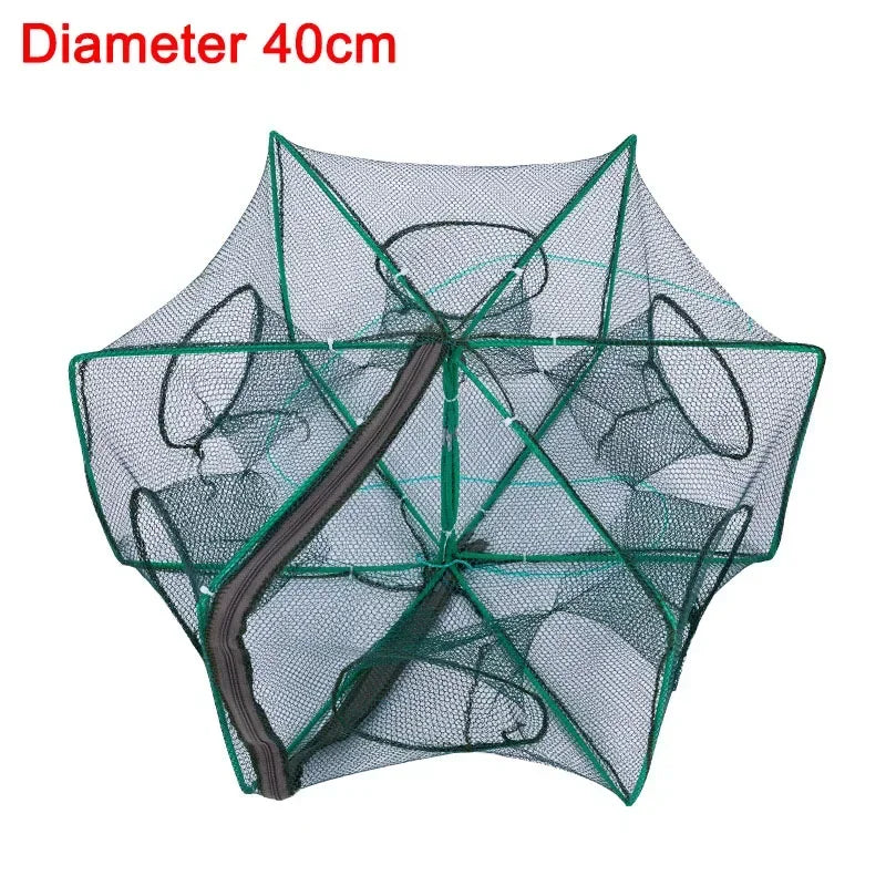 Mesh Fishing Net Tackle Cage Folding Crayfish Catcher Casting Fish Qme 6 hole diameter 40cm