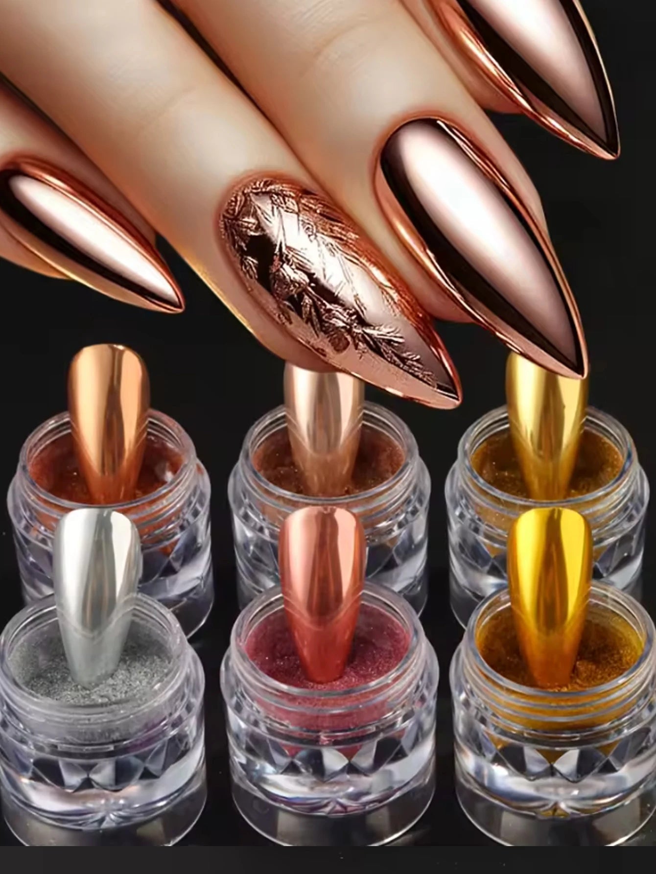 Mirror Chrome Nail Powde Gold Silver Coating Pearl Decoration Charms Qme