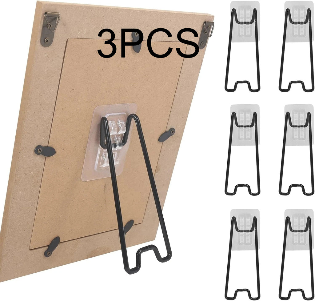 3pcs Stainless Steel Frame Bracket, Desktop Art Stand, With Self-adhesive, Suitable For Frame Art Stands Qme 3pcs