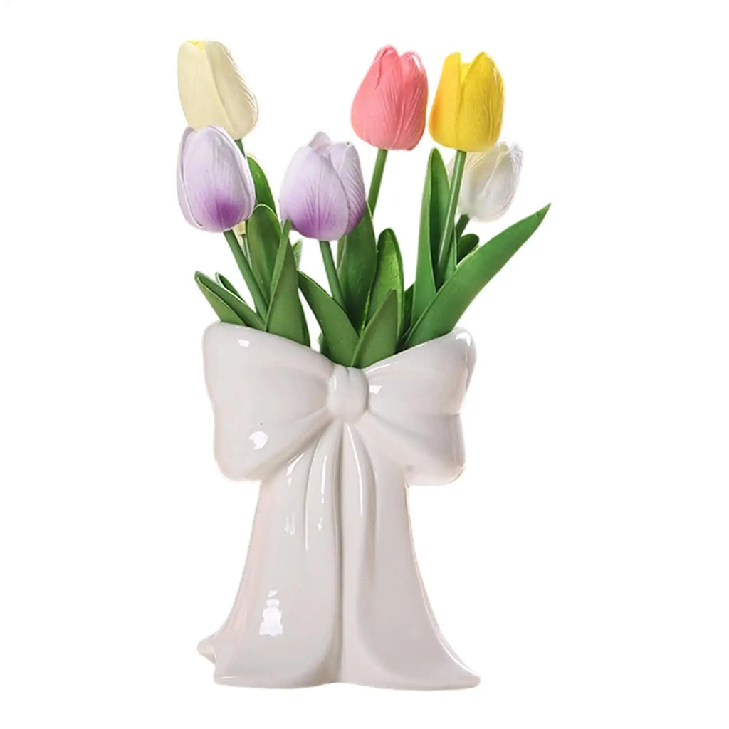 Bow Vase for Flowers Bow Display Centrepiece Tabletop Decoration Flower Vase Pen Holder Bookshelf Home Bedroom Working Place Qme