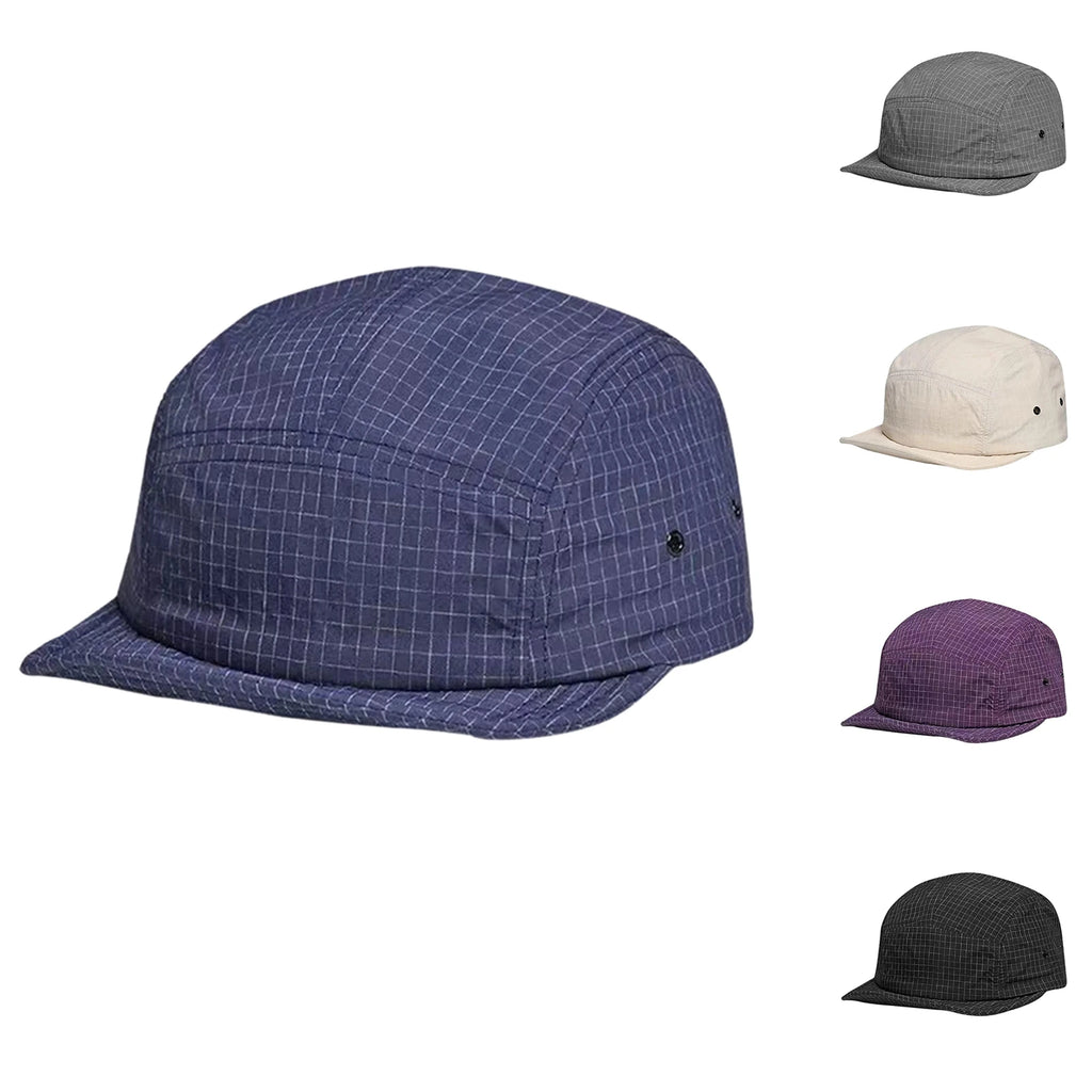Unisex Plaid Outdoor Quick Drying Baseball Cap Breathable Mesh Versatile Hat for Sports Hiking and Running Fashionable Headwear Qme
