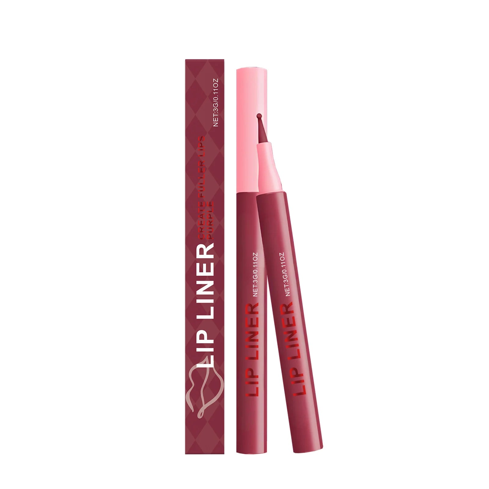 Waterproof Matte Lip Liner Pencil Long Lasting Smudge-Proof Highly Pigmented Lip Liner Moisturising Contouring Makeup 6 Colors Qme Purple