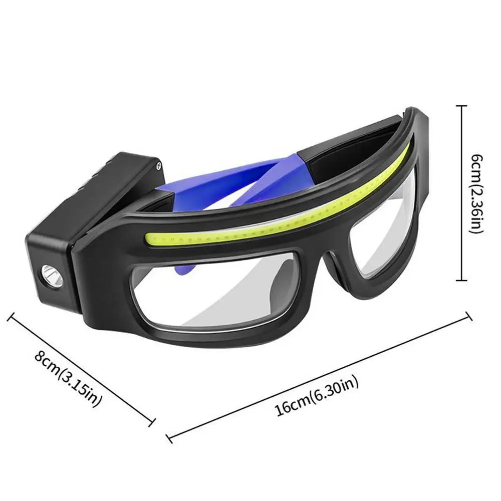 Work Glasses for Men Safety Biking Glasses Anti-Fog Eyewear with TYPE-C Light for Women Men Work Site Motorcycle Dust Sun Night Qme Blue