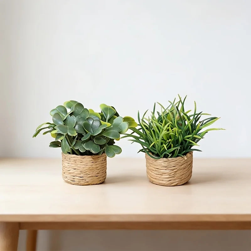 Artificial Potted Plants, Cute Mini Plants Potted Landscape Suitable for Indoor Outdoor Home Kitchen Desk Office Qme