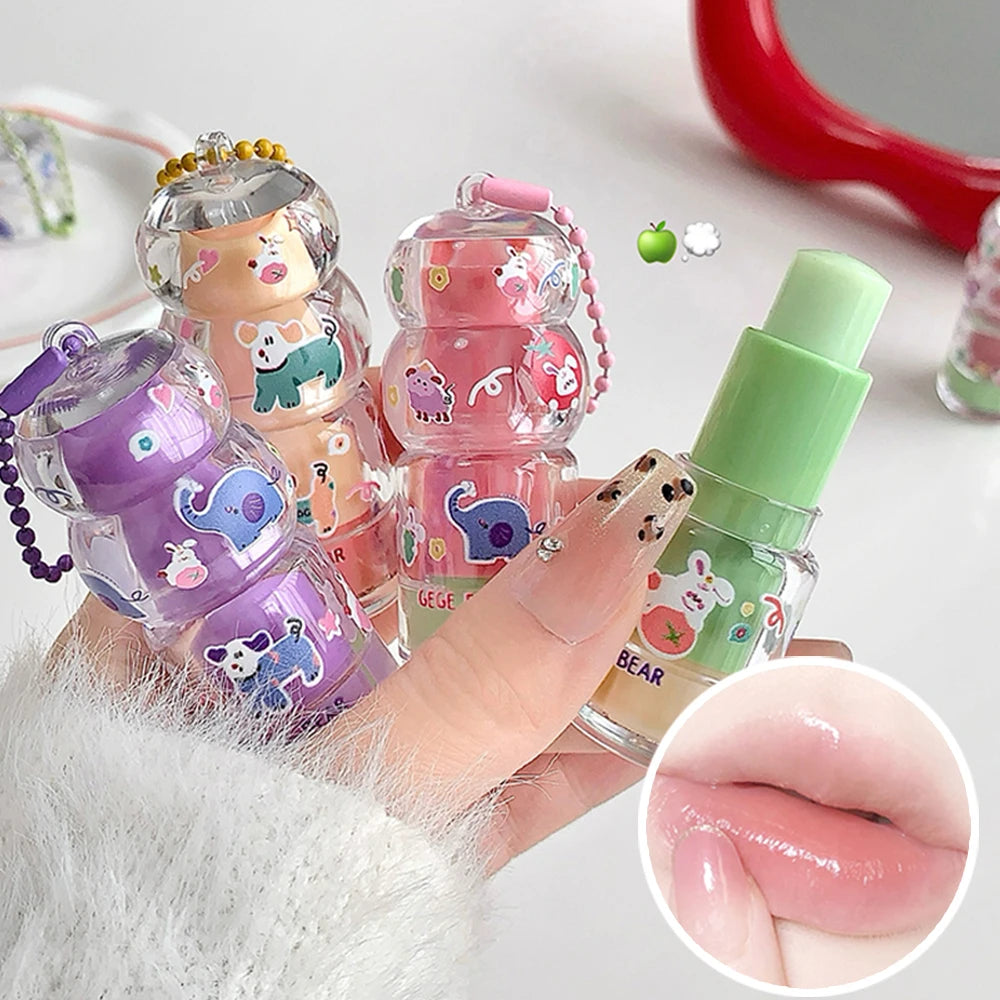 Gege Bear Fruit-flavored Lip Balm Hydrating Cute Keychain Pendant Qme