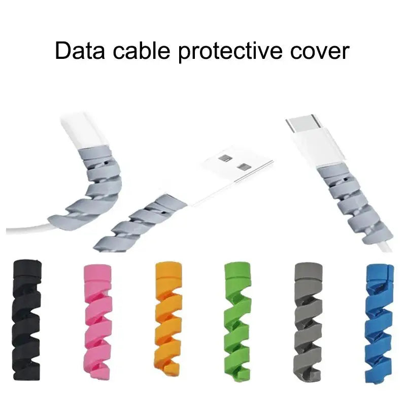Silicone Spiral Cable Winder Durable USB Wire Protection Cord Saver Qme