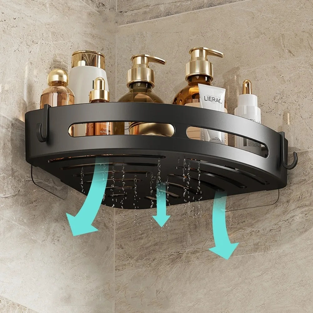 3PCS Bathroom Triangle Shelf Non Perforated Wall Mounted Bathroom Shower Storage Wall Rack Bathroom Accessories Household Items Qme