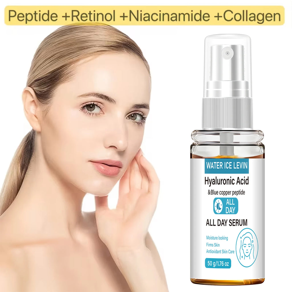 Blue Copper Peptide Hyaluronic Acid Serum, Antioxidant Moisturizing & Firming Skin Treatment Qme