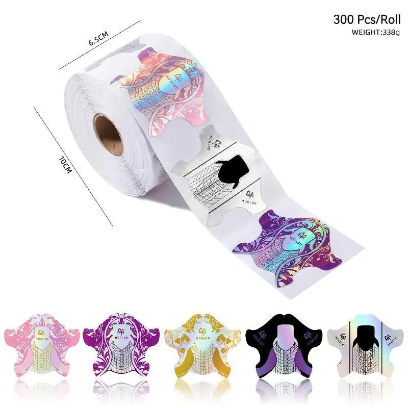 Nail Extension Stencil Forms 100 Universal Fit Self-adhesive Stickers Qme 300 pieces
