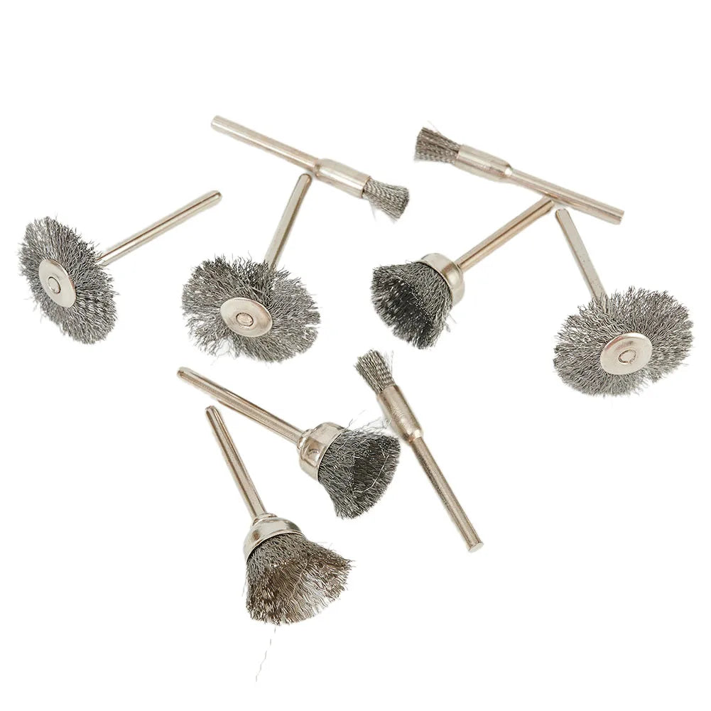 9pcs Stainless Steel Wire Brush Set Drill Brush Rotary Tool For Dremel Drill Polishing Grinding Wheel Electric Power Tool Access Qme