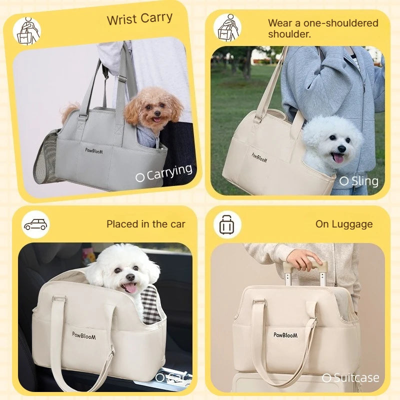 A Puppy Go Out Portable Shoulder Handbag Dog Bag Pet Cat Chihuahua Yorkshire Dog Supplies Suitable For Small Dogs Dog Carrier Qme