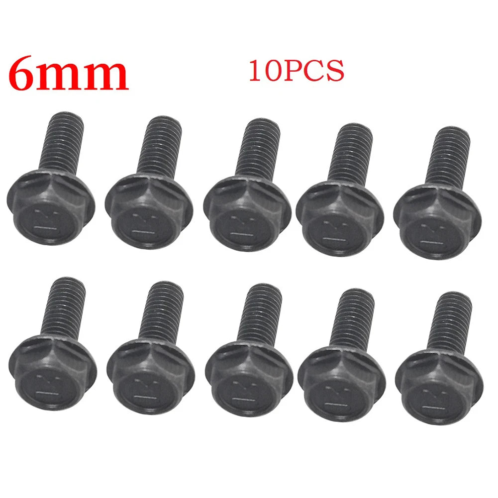 10 Pcs Saw Blade Screw M8 M7 M6 Left Hand Thread Hex Flange 6mm/7mm/ 8mm For Cutting Machine High Strength And Hardness Qme 6mm