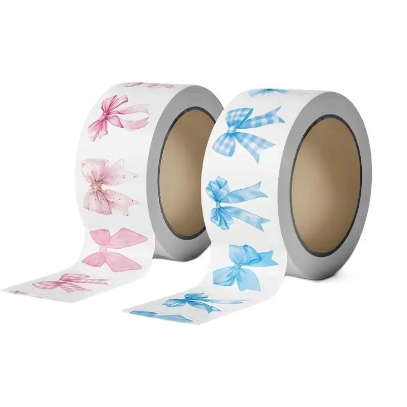 Bow Pattern Packaging Stickers Roll Removable Decals DIY Scrapbook Qme