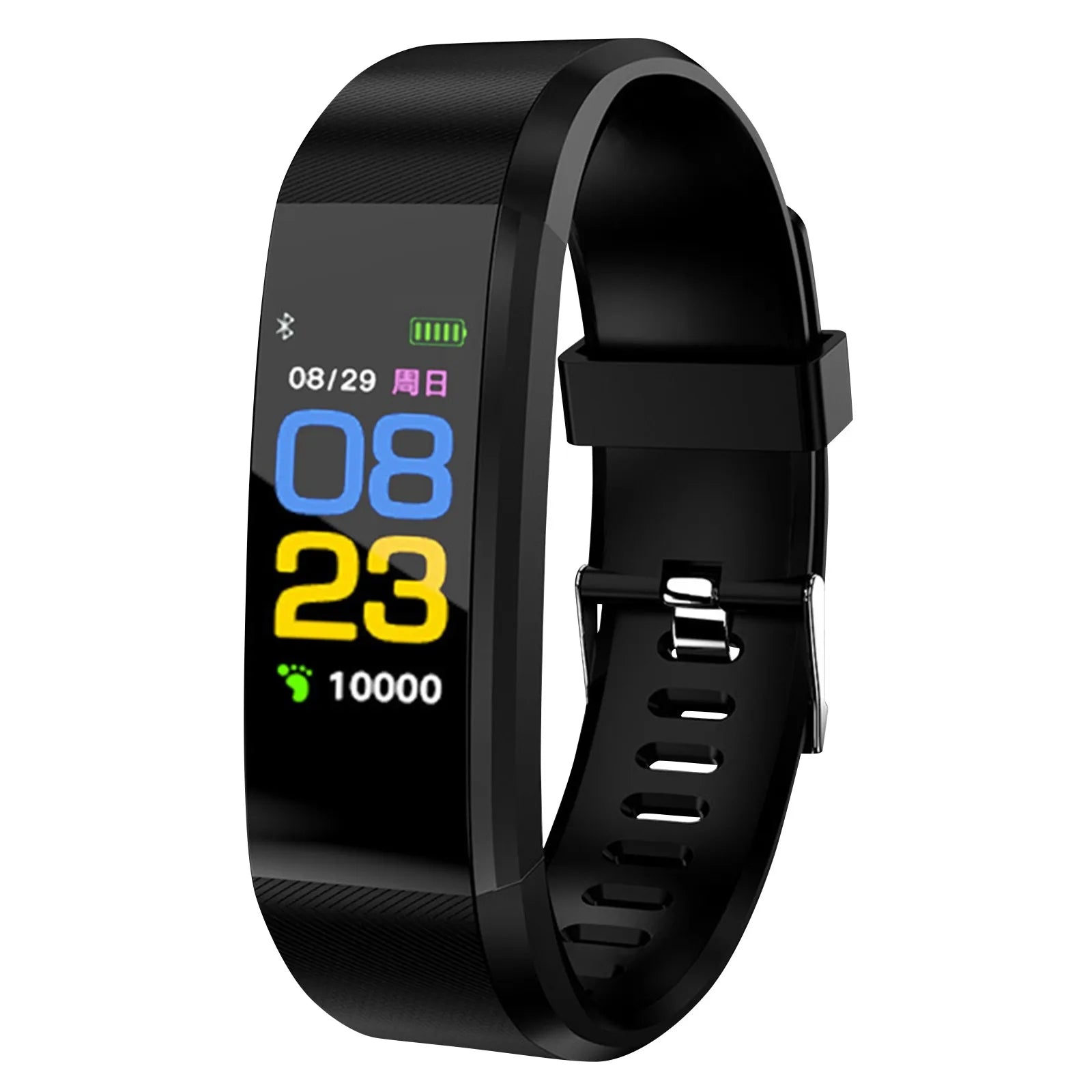 Waterproof Simple Smart Bracelet Sleep Detection Heart Rate Blood Pressure Blood Oxygen Sports Pedometer Watch For All People Qme Black