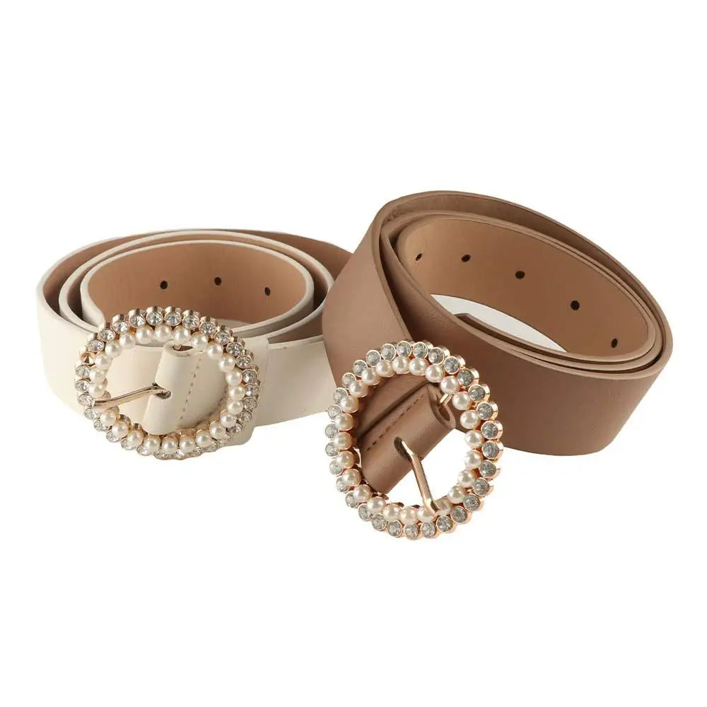 Elegant Vintage Fashion Retro Round Buckle Pu Leather Korean Belt Qme