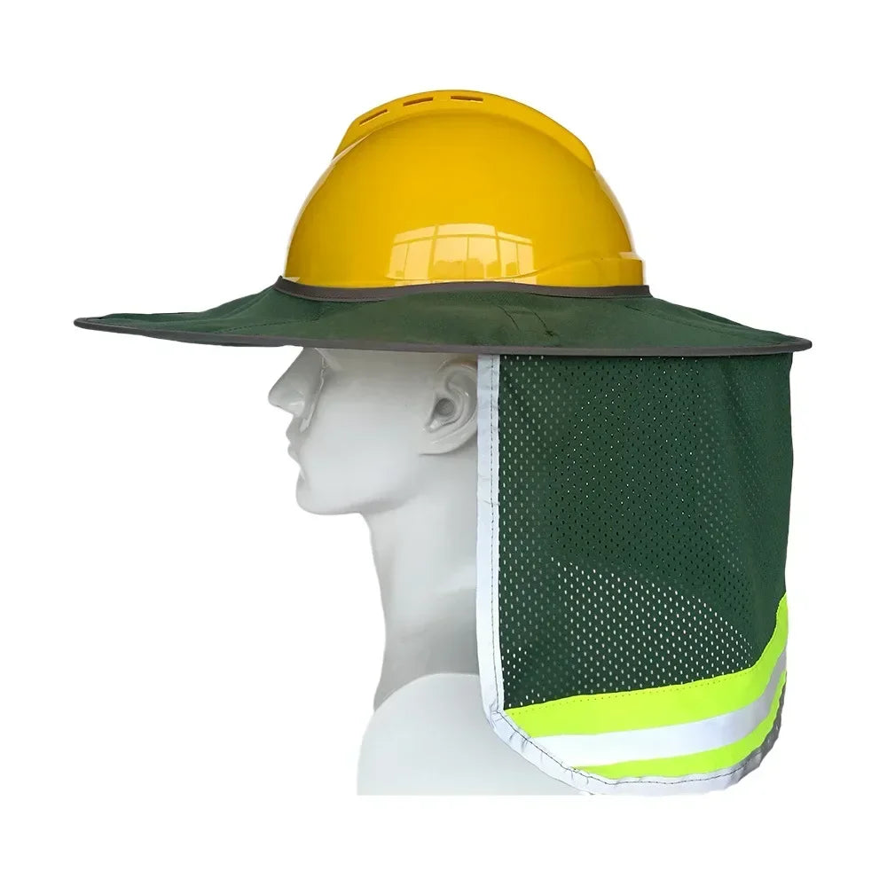 Summer Hard Hat Sun Shade, Reflective Protection Helmet Neck Shield for Construction Workers to Prevent Sunburn Qme Army green Without safetyhelmet