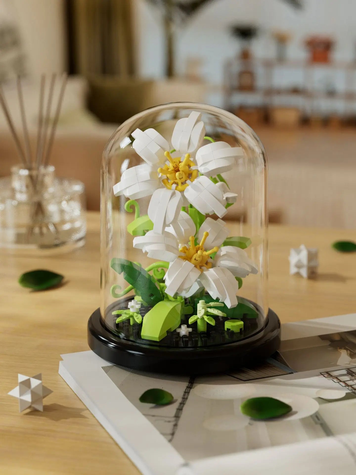 Flower Bouquet Bonsai Building Blocks Artificial Plastic Plant Dust Cover Micro Model Home Decoration Toys For Kid Birthday Gift Qme 285pcs 1