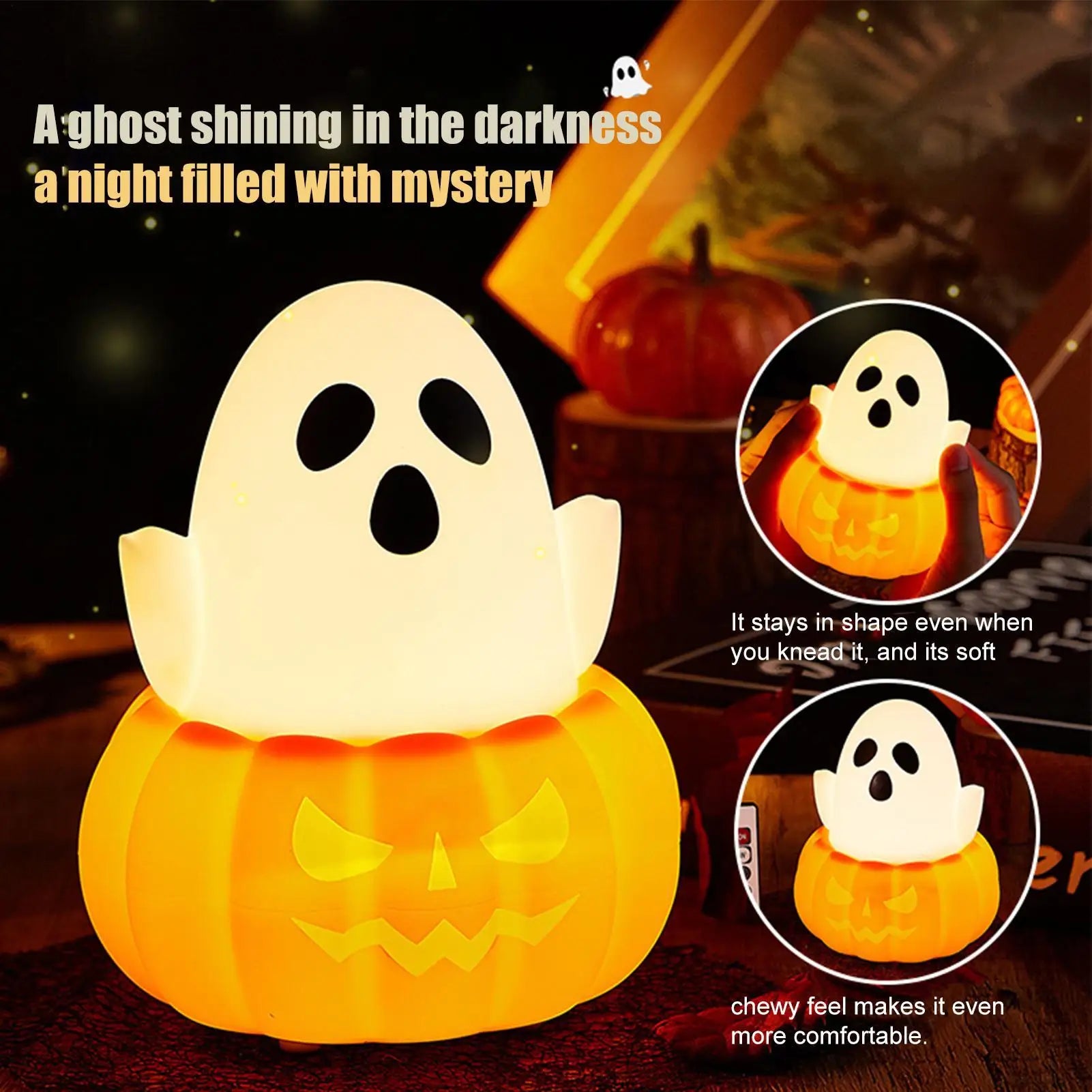 Halloween Lights Indoor Silicone Pumpkin Night Light Cute Led Qme