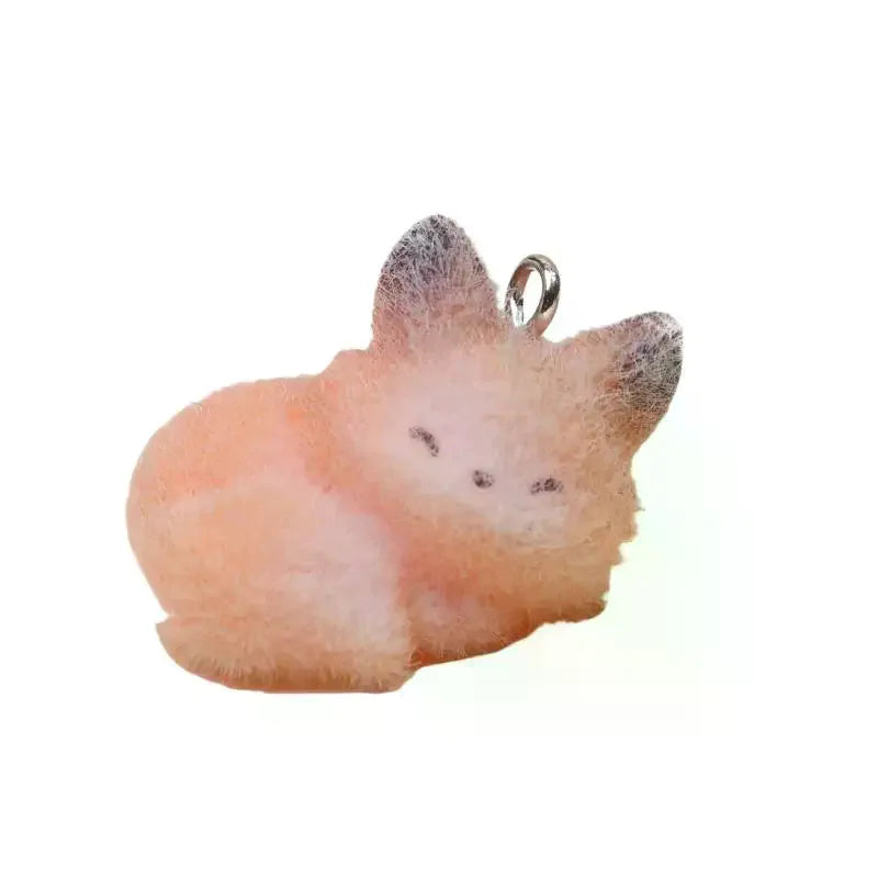 4pcs Resin Material Cute Cartoon Animal Fox Flocking Resin Charms Pendant For Jewelry Making DIY Keychain Necklace Accessories Qme