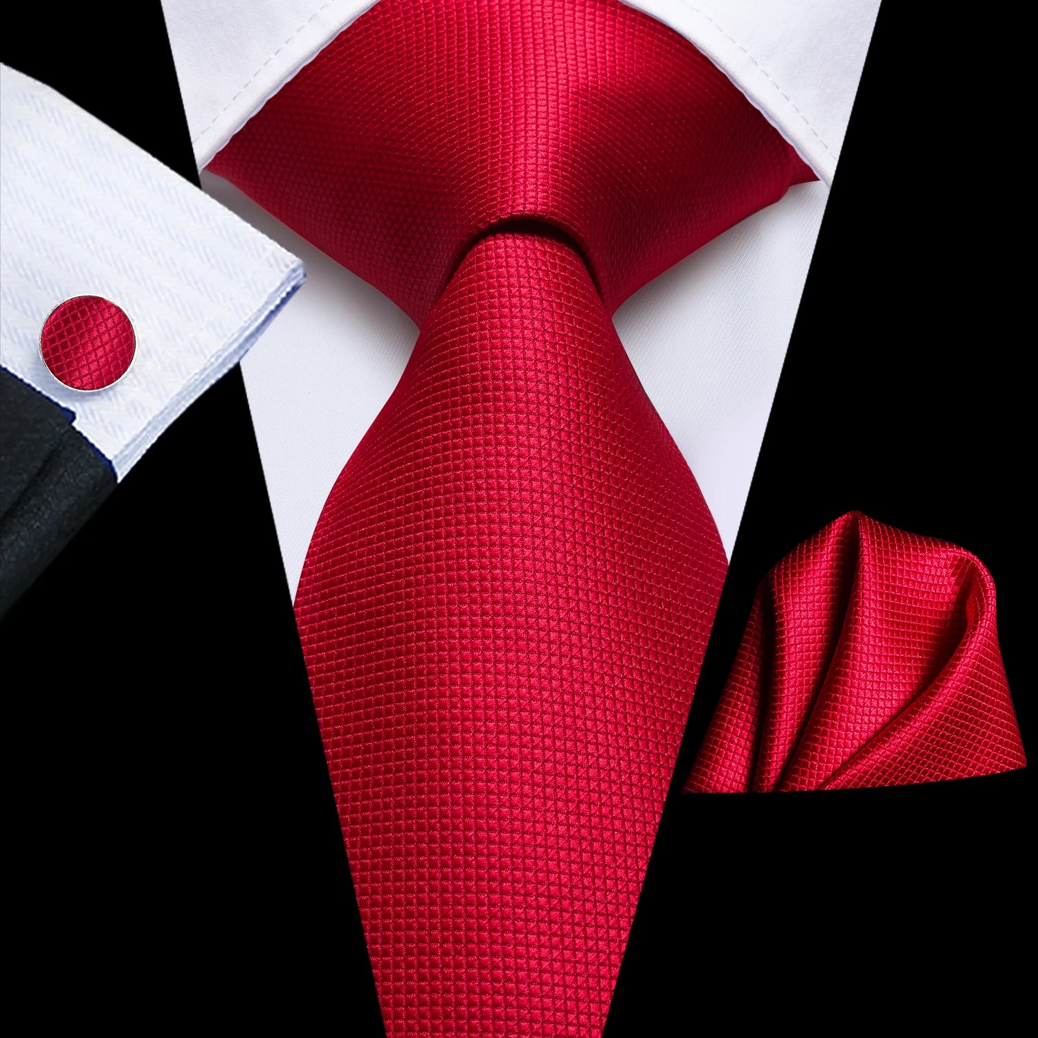 Professional Mens 3-Piece Suit Set: Necktie, Pocket Square & Cufflinks, Classic Design for Wedding Qme DPTH-HT-LDSN0206