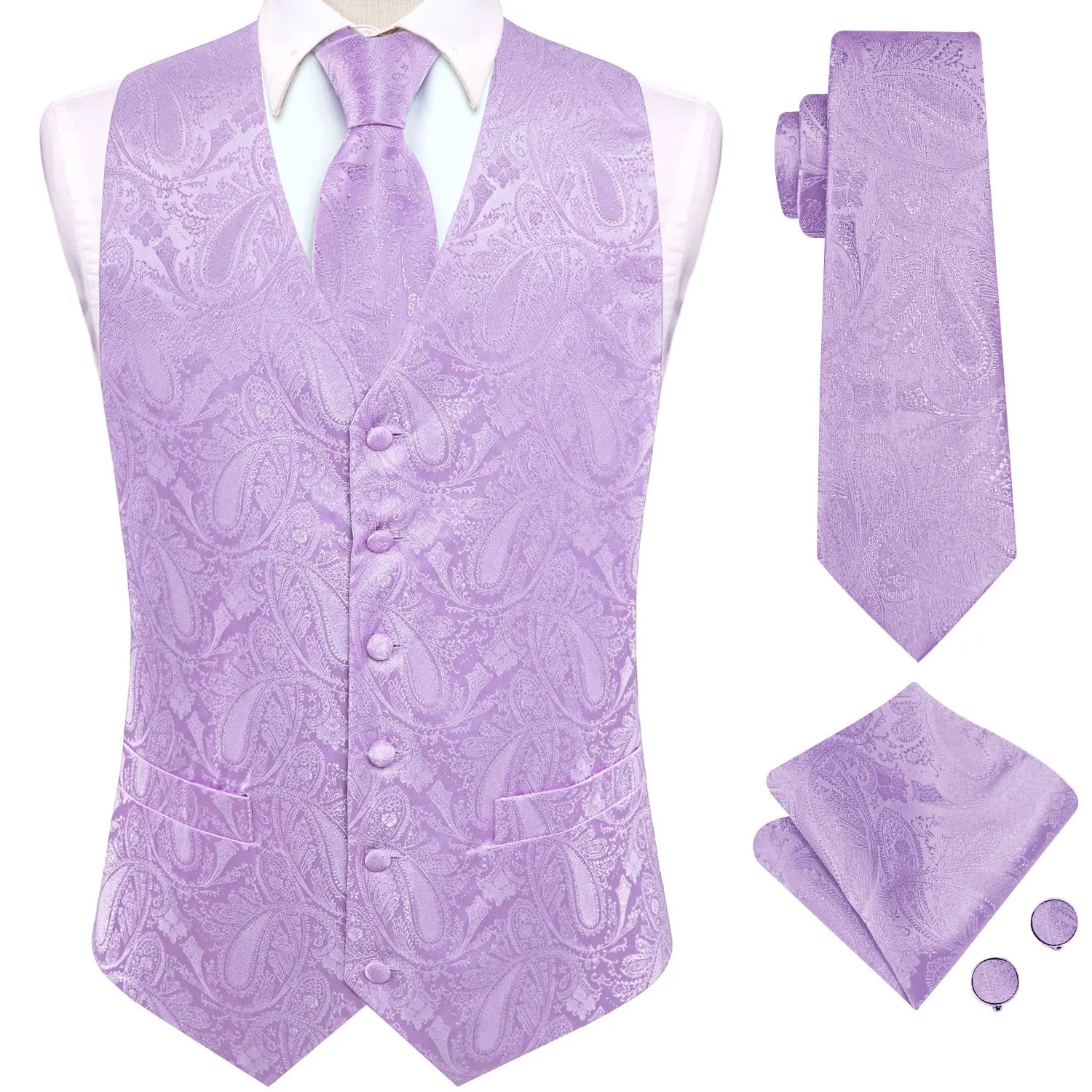 Mens Suit Vest Tie Hanky Cufflinks Rose Teal Pink Coral Blue Red Qme MJTZ3543 L
