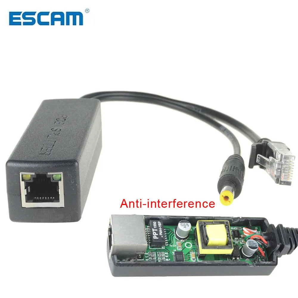 5pcs 48V To 12V PoE Splitter Anti-interference 15W POE Adapter Cable Power Supply Module DC5.5*2.1mm Connector for IP Camera Qme White 15W 5pcs