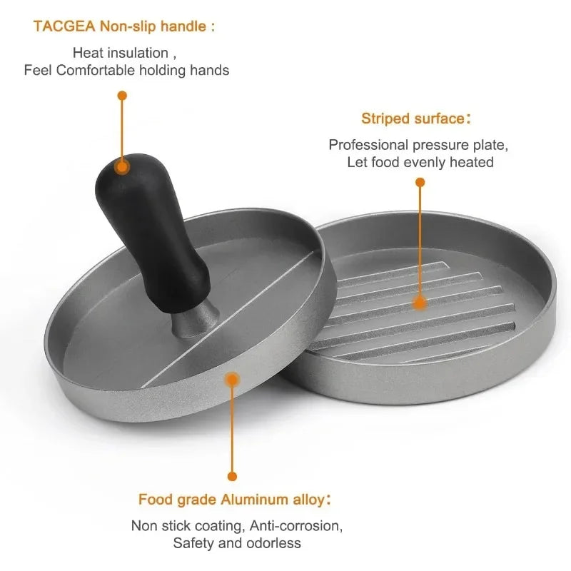 Burger Press Non-Stick Hamburger Patty Maker with Wax Paper Aluminum Burger Maker for Kitchen BBQ Grill Qme