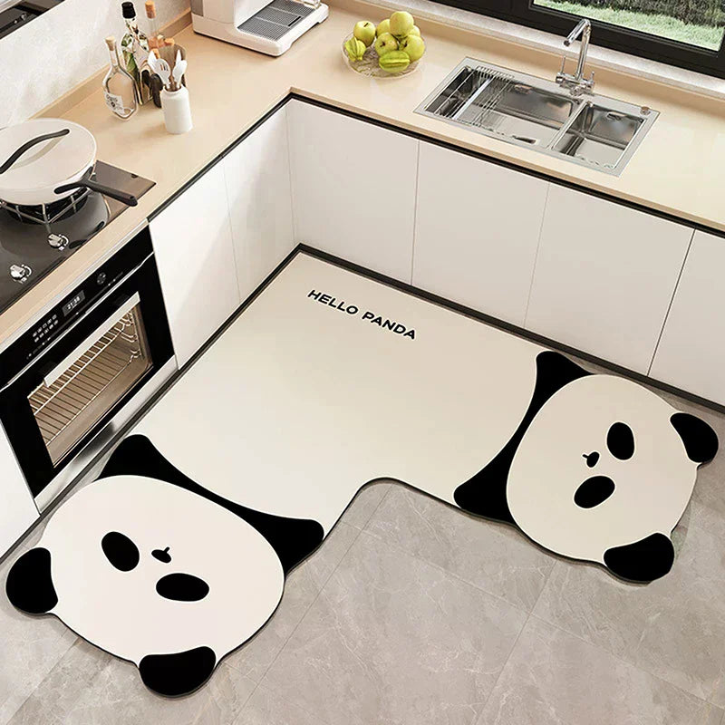 L-shape Absorbent Kitchen Floor Mat Long Diatomite Rug Soft Washable Qme