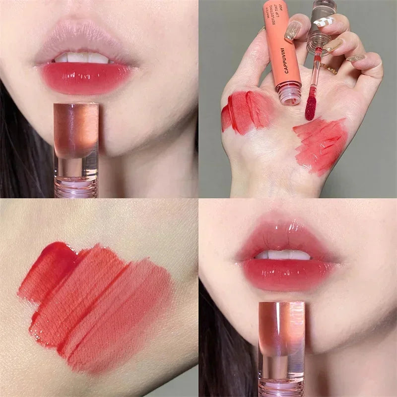 2024 New 6 Color Mirror Dyeing Lip Gloss Moisturizer Liquid Lipstick Waterproof Long Lasting Red Lip Tint Korean Makeup Cosmetic Qme 03