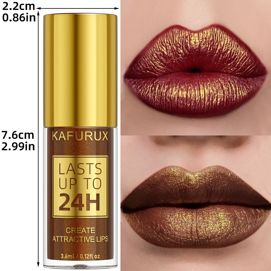 Glitter Metallic 14 Colors Lip Glaze Shiny Long Lasting Gloss Liquid Qme