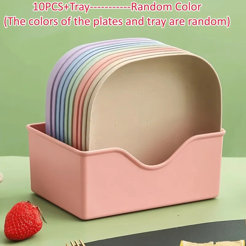 Spitting Plate Household Food Grade Plastic Square Lightweight Suit Qme 1 set