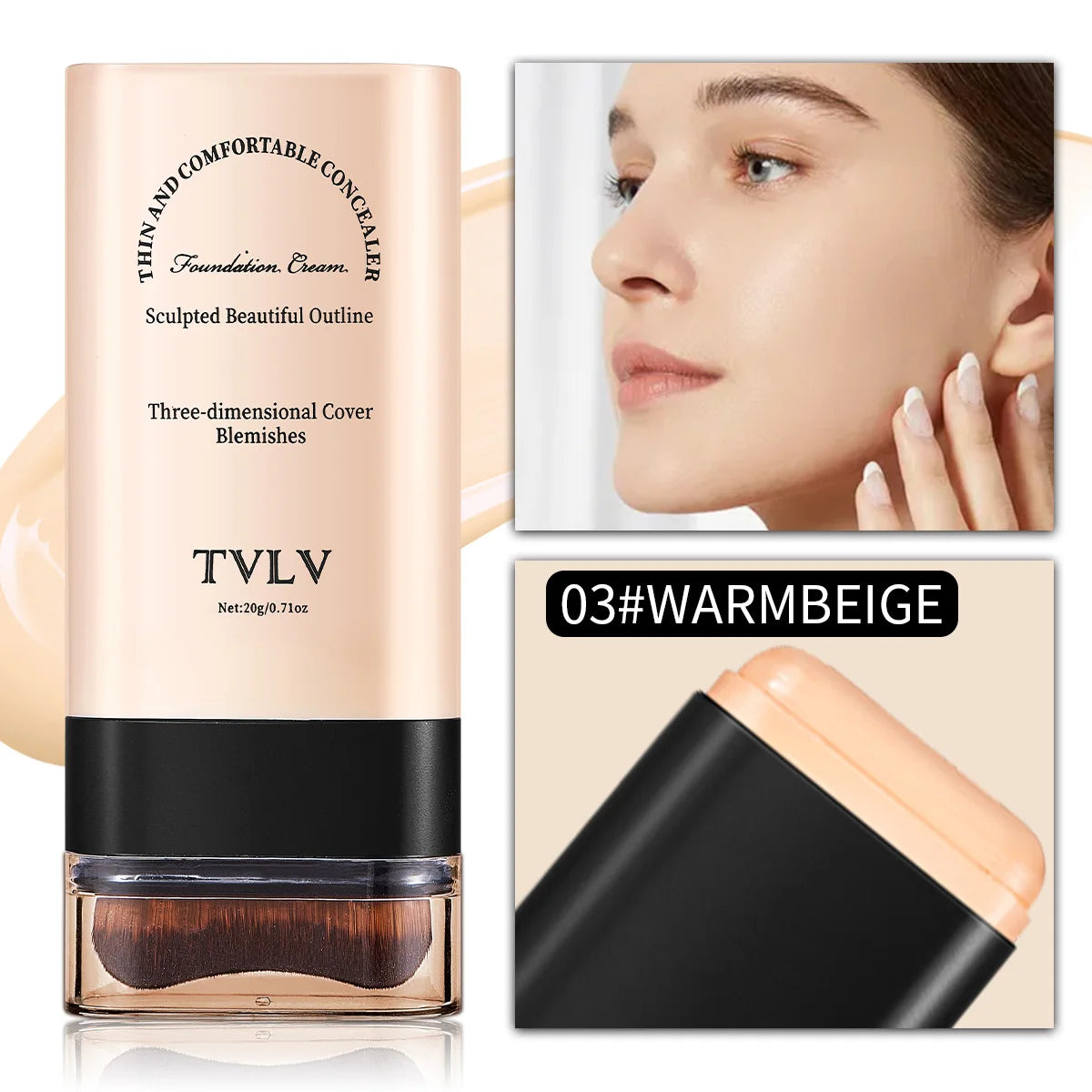 Foundation Make-up Concealer Light Thin Hold Makeup Cover Facial Qme 03 WARMBEIGE