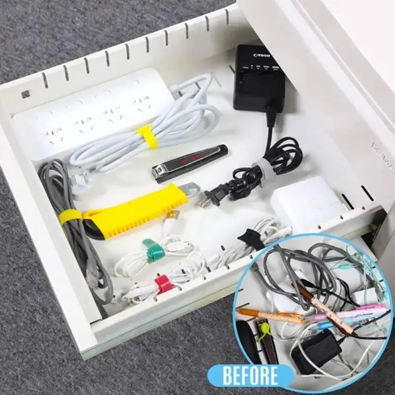 Organized Cable Setup 30 50 Reusable Hook Loop Straps Qme