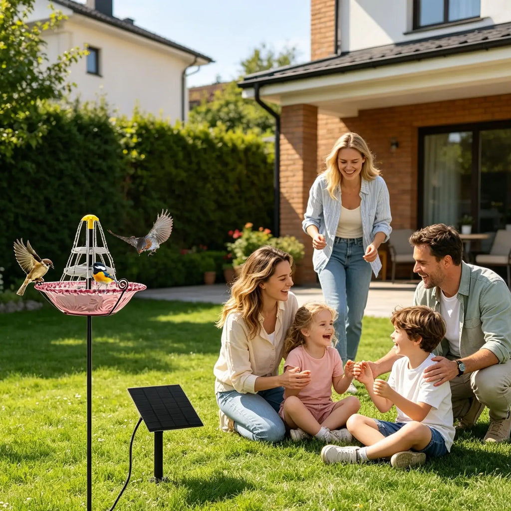 Solar Bird Bath Bluebird Watering Container Outdoor Hummingbird Waterer For Gardeners Homeowners Nature Lovers Backyard Patio Qme
